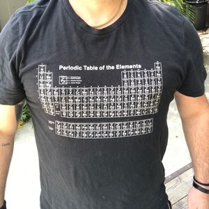 Black/Vintagey looking T-Shirt with the Periodic table on the front.